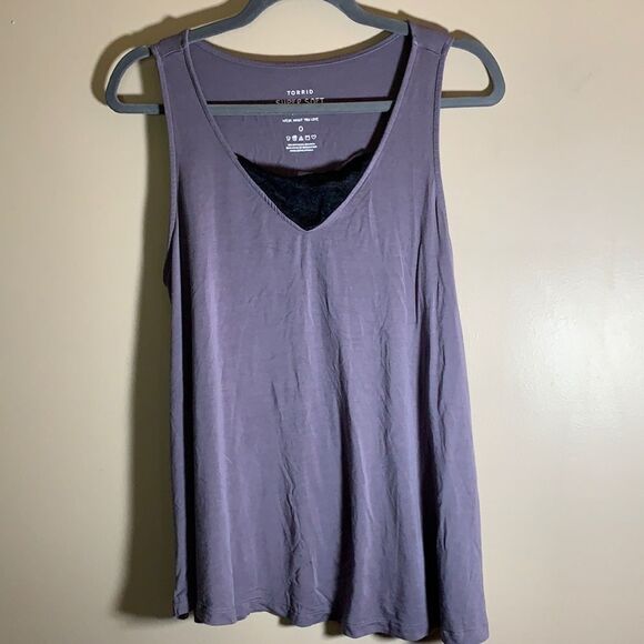 Torrid Super Soft Grey Lace Swing Tank - Picture 5 of 7